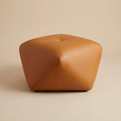 Pouf tabouret cuir | Nomaï Orange