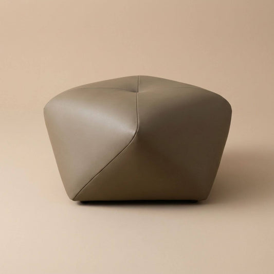 Pouf tabouret cuir | Nomaï Taupe