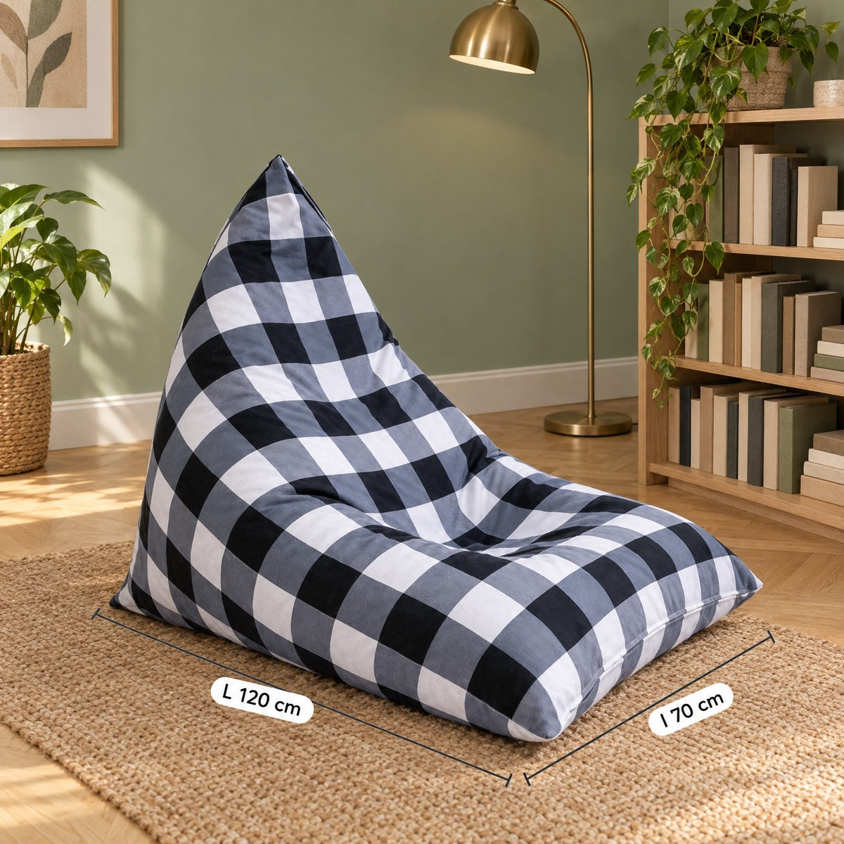 NESTA | Pouf triangle vichy | Nomaï – dimensions