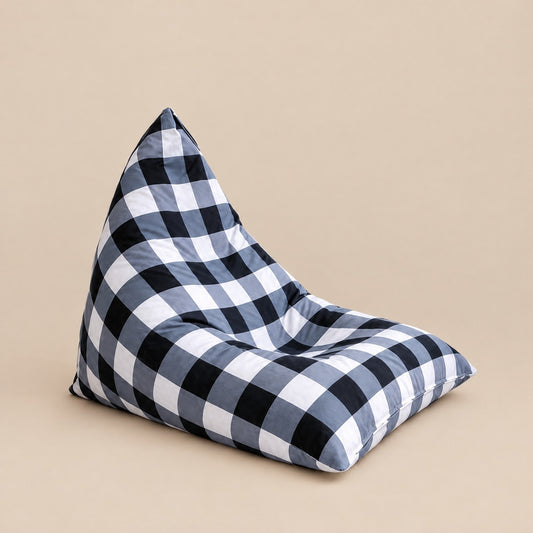 NESTA | Pouf triangle vichy | Nomaï – Vichy noir et blanc
