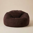 Pouf velours côtelé café, larges côtes